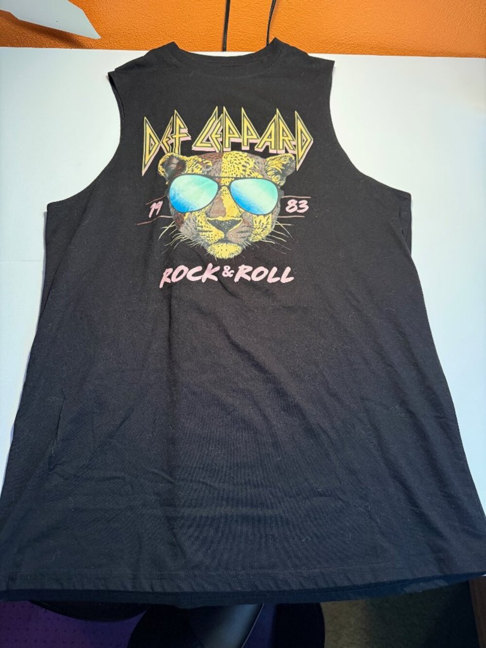 Def Leppard 1983 Rock & Roll Graphic Muscle Tank Top Dress Black XS